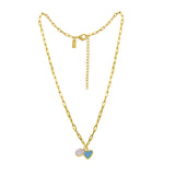 Small Link Chain with Moonstone & Blue Heart