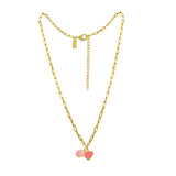 Small Link Chain with Rose Quartz & Pink Heart