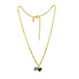 Small Link Chain with Labradoraite & Green Heart