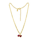 Small Link Chain with Ruby & Red Heart