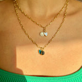 Small Link Chain with Labradoraite & Green Heart