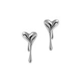 Melting Heart Solid Earrings (Silver)
