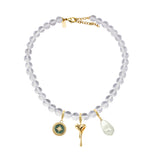 3 Charm Necklace Pearls