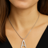 XL Solid Initial With Snake Chain (Silver)