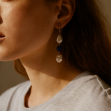 Deux pearl drop earrings (Lapis)