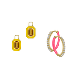 Citrine/November Charm with Mini Even Steven Hoop Earring Set