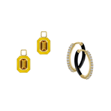 Citrine/November Charm with Mini Even Steven Hoop Earring Set