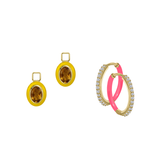 Citrine/November Charm with Mini Even Steven Hoop Earring Set