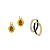 Citrine/November Charm with Mini Even Steven Hoop Earring Set