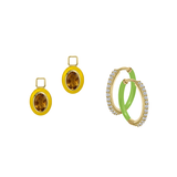 Citrine/November Charm with Mini Even Steven Hoop Earring Set