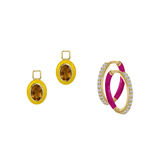 Citrine/November Charm with Mini Even Steven Hoop Earring Set