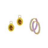 Citrine/November Charm with Mini Even Steven Hoop Earring Set