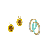 Citrine/November Charm with Mini Even Steven Hoop Earring Set