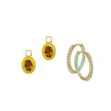 Citrine/November Charm with Mini Even Steven Hoop Earring Set