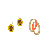 Citrine/November Charm with Mini Even Steven Hoop Earring Set