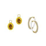 Citrine/November Charm with Mini Even Steven Hoop Earring Set