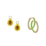 Citrine/November Charm with Mini Even Steven Hoop Earring Set