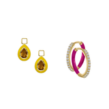 Citrine/November Charm with Mini Even Steven Hoop Earring Set