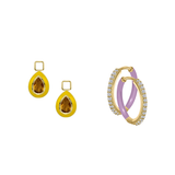 Citrine/November Charm with Mini Even Steven Hoop Earring Set