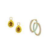 Citrine/November Charm with Mini Even Steven Hoop Earring Set