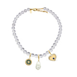 Clear bubble gemstone necklace