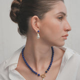 Baroque pearl drop (Lapis) — Lapis Lazuli Earrings, handcrafted in Jaipur by Lunaya