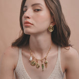 5 Charm Necklace Pearl