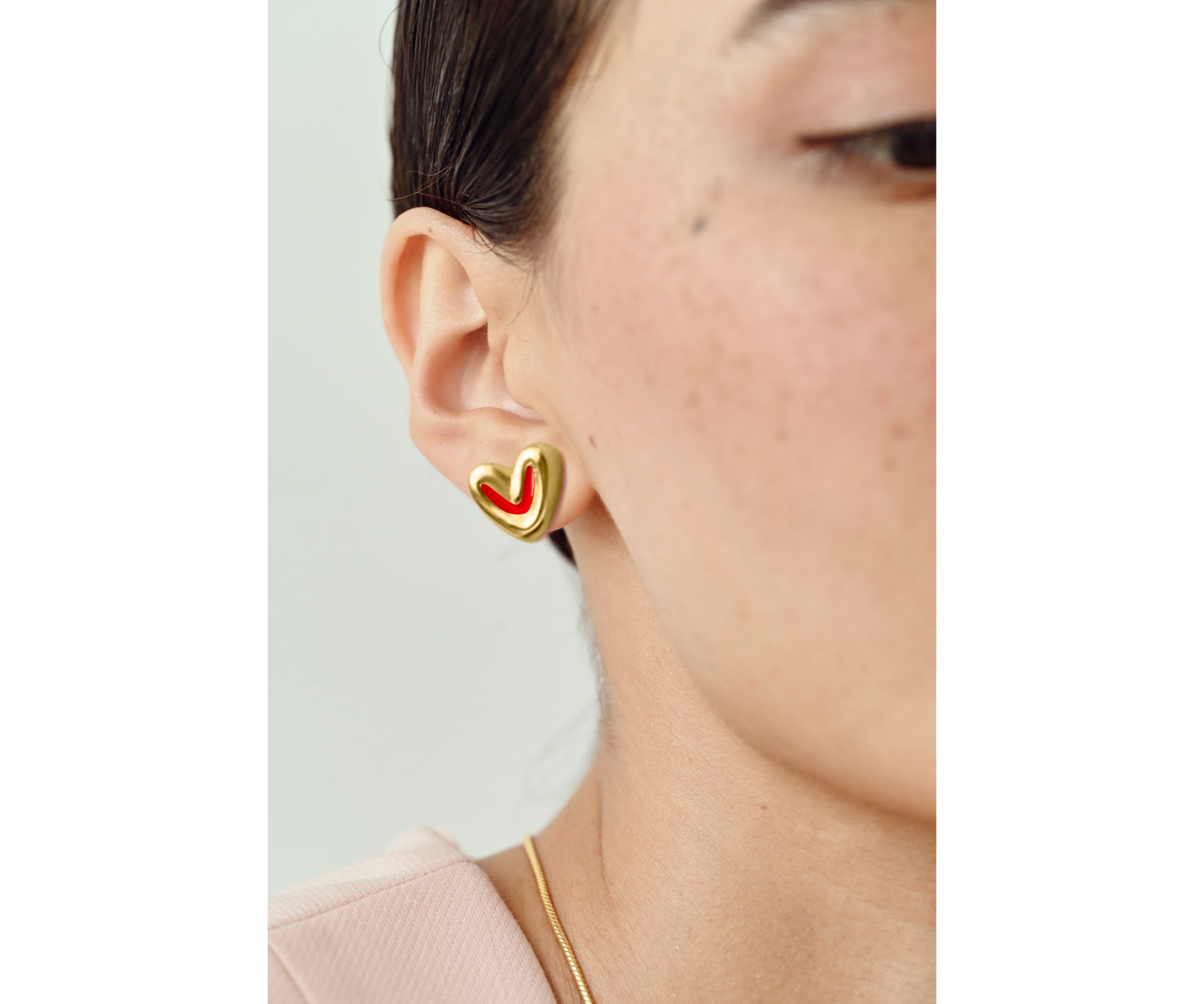 Fancy Heart Studs with Enamel