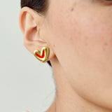Fancy Heart Studs with Enamel