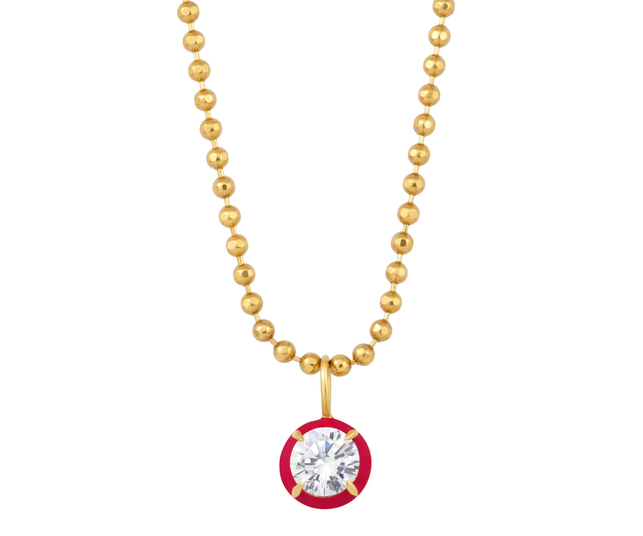 Drop Enamel Pendant with Ball Chain