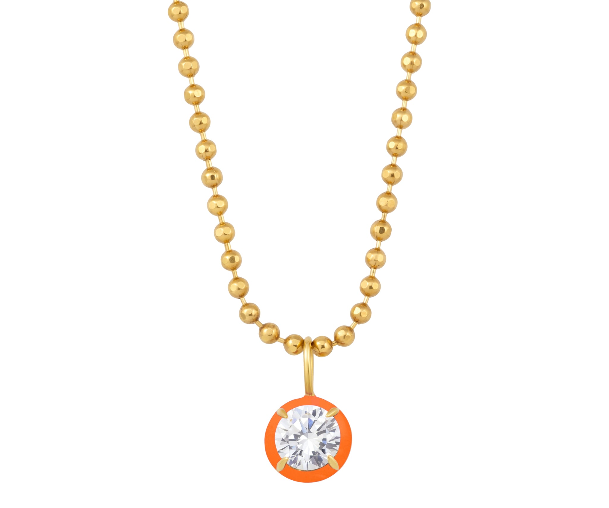 Drop Enamel Pendant with Ball Chain
