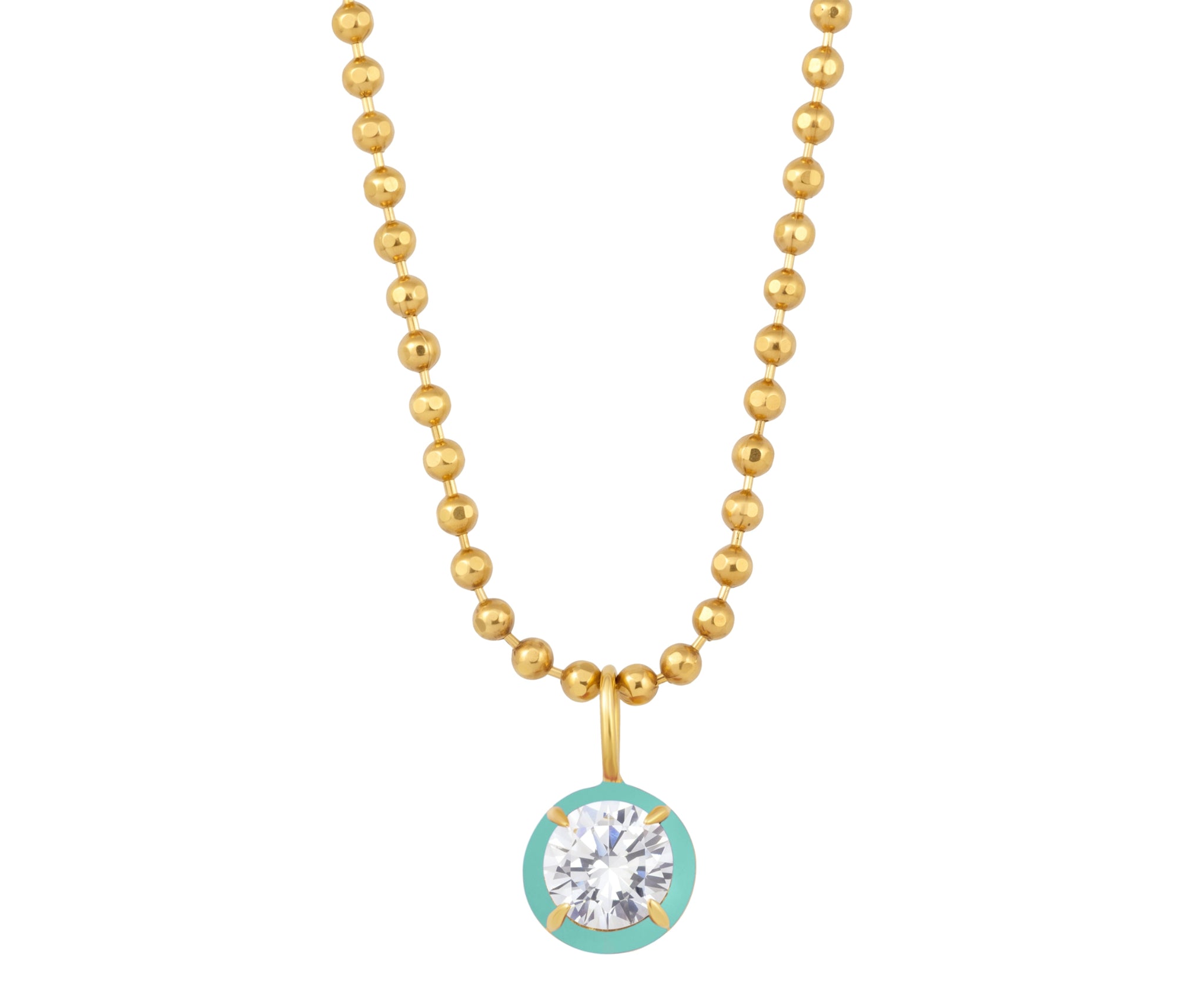 Drop Enamel Pendant with Ball Chain