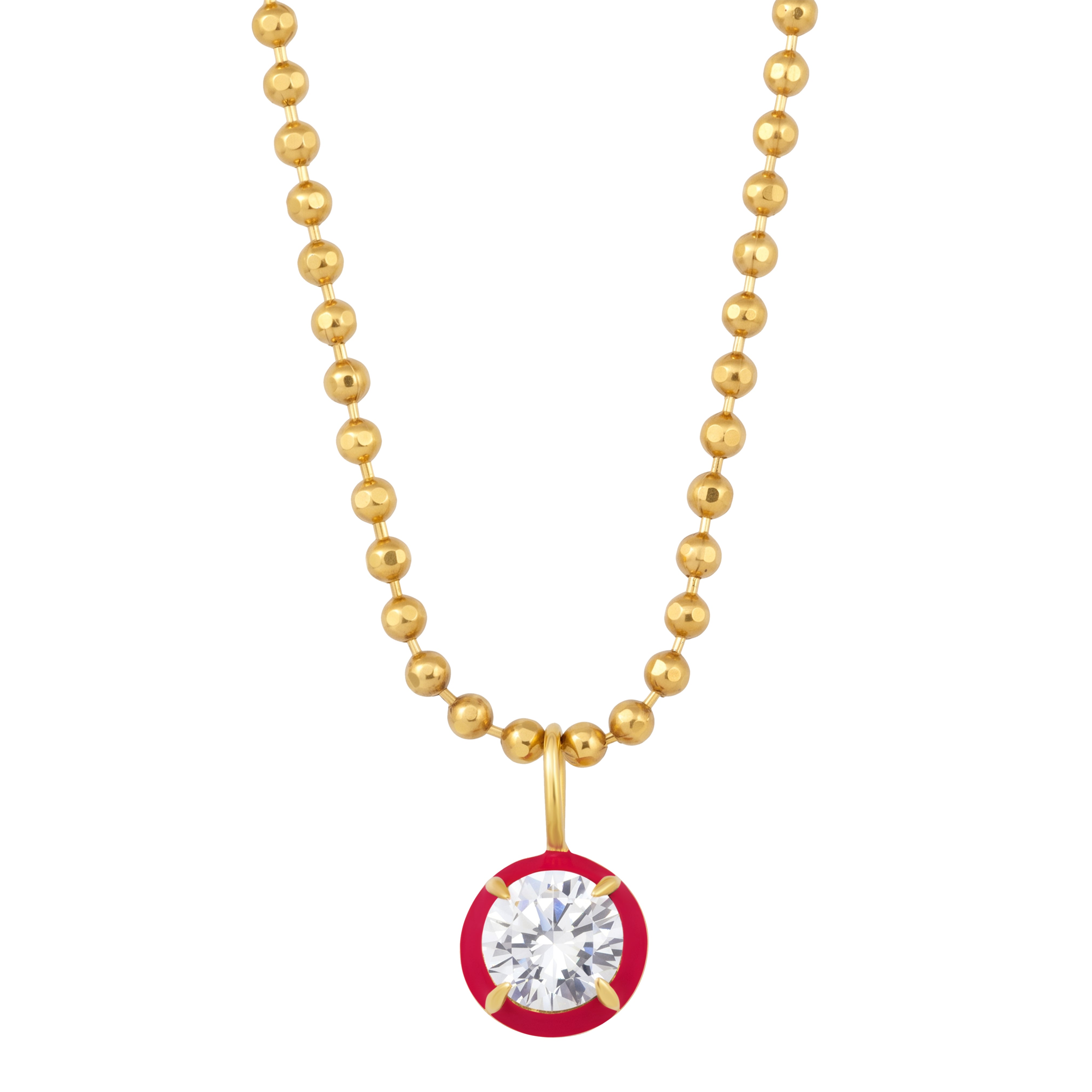 Drop Enamel Pendant with Ball Chain