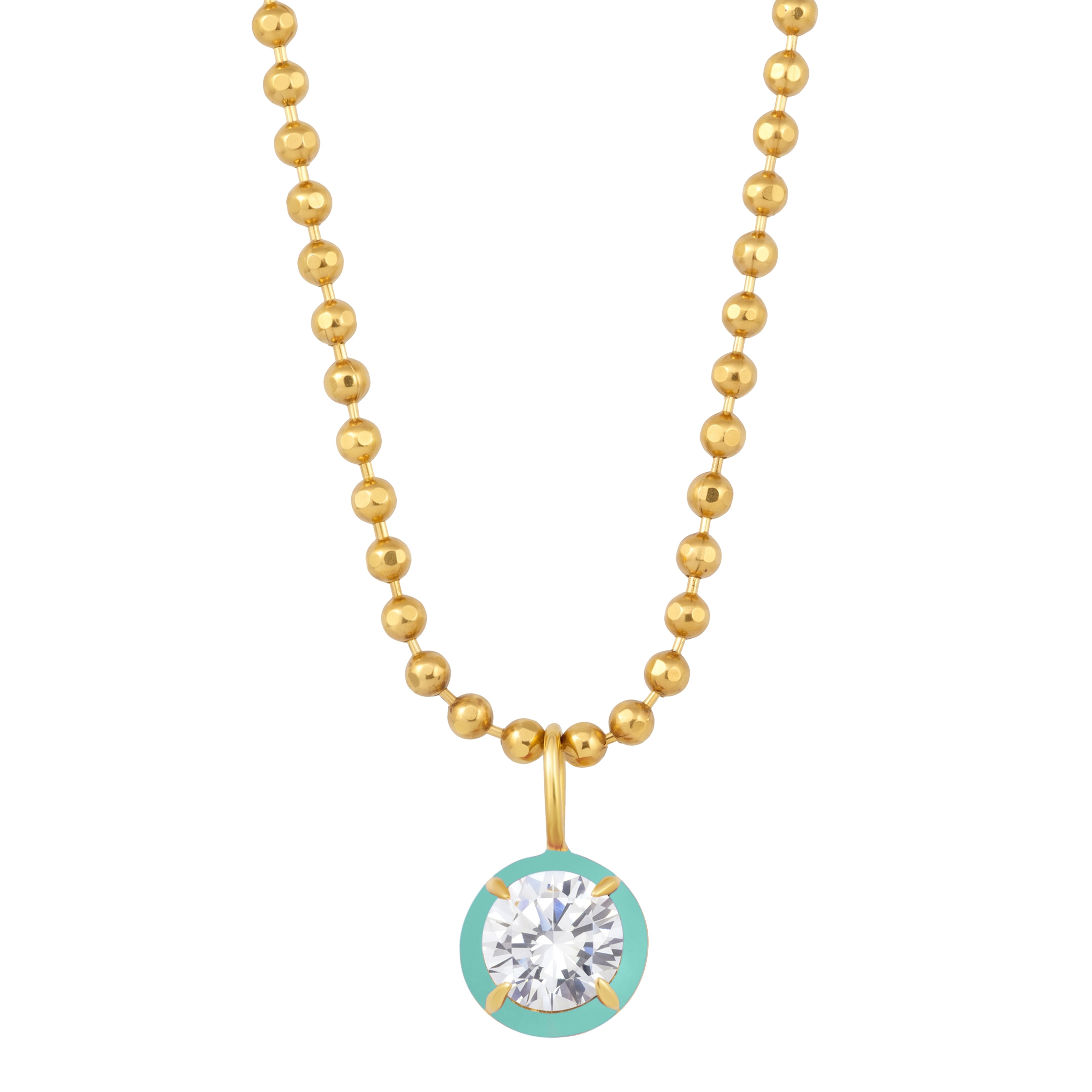 Drop Enamel Pendant with Ball Chain
