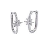 Diya Star Hoop Earrings, side view of the cubic zirconia hoops