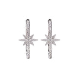Diya Star Hoop Earrings, cubic zirconia hoops with a star