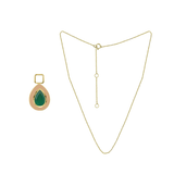 Mismatch Green Onyx Pear Single Charm With Chain