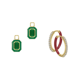 Green Onyx/May Charm with Mini Even Steven Hoop Earring Set