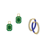 Green Onyx/May Charm with Mini Even Steven Hoop Earring Set
