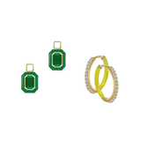 Green Onyx/May Charm with Mini Even Steven Hoop Earring Set