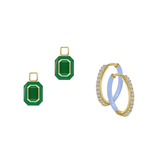 Green Onyx/May Charm with Mini Even Steven Hoop Earring Set