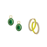 Green Onyx/May Charm with Mini Even Steven Hoop Earring Set