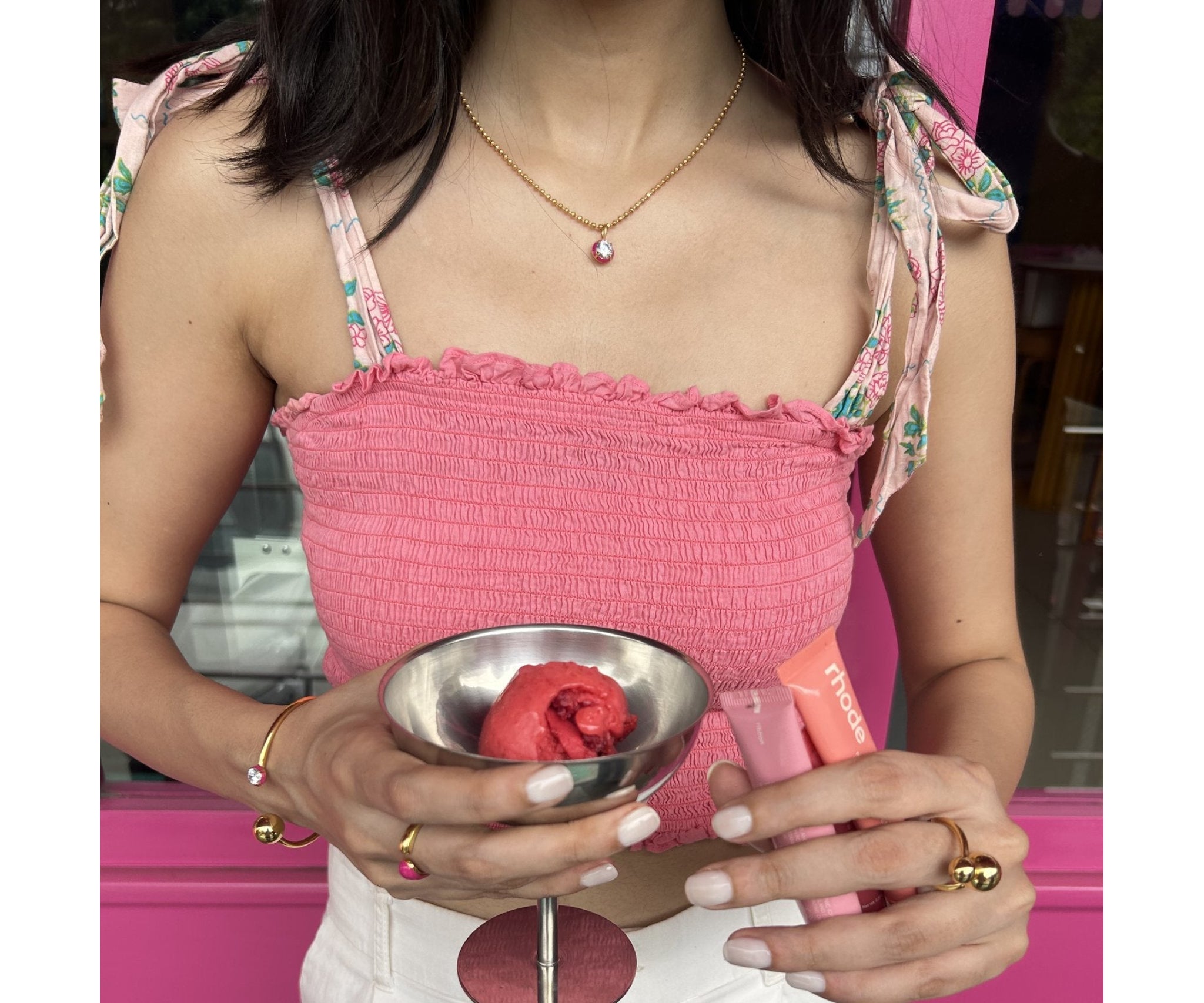 Drop Enamel Pendant with Ball Chain
