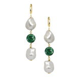 Deux pearl drop earrings (Malachite)