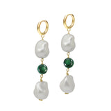 Deux pearl drop earrings (Malachite)