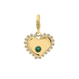 Halo heart charm with Malachite