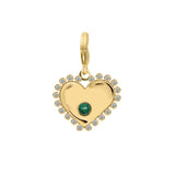 Halo heart charm with Malachite