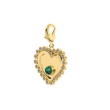 Halo heart charm with Malachite