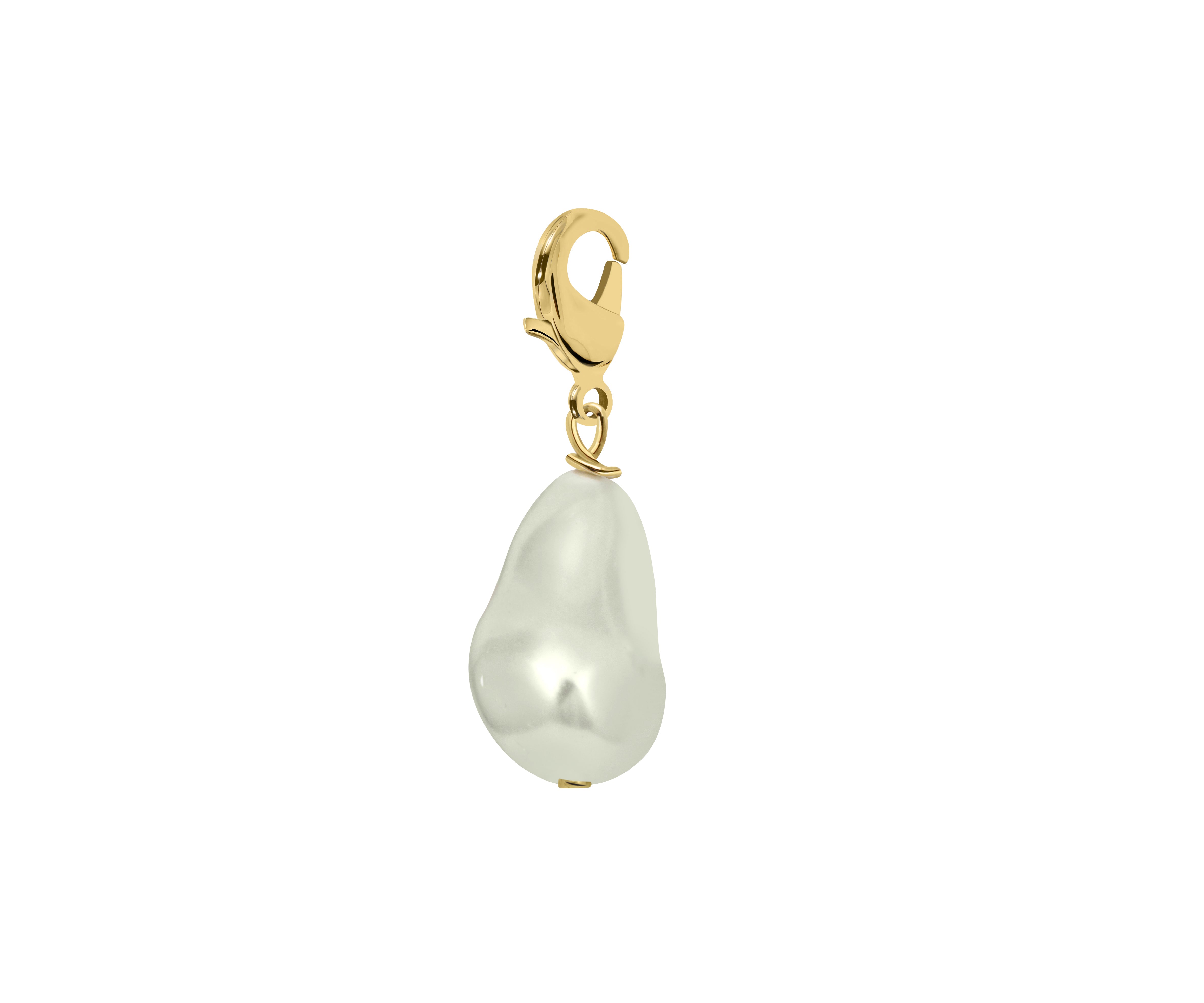 Baroque pearl charm — Pearl 18K Gold Plated Charm Necklace, handcrafted in Jaipur by Lunaya