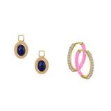 Mismatch Lapis Lazuli Oval Pair Charms With Hoops